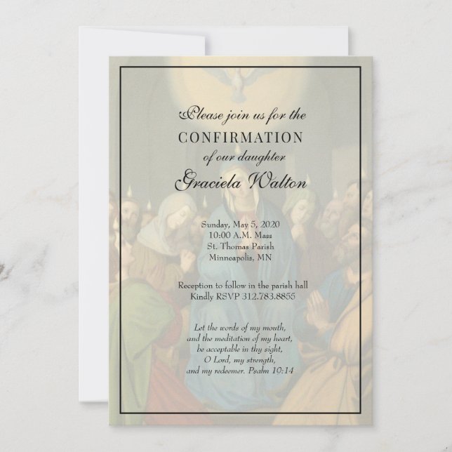 Invitation Catholique Élégant Sacrement de Confirmation (Devant)