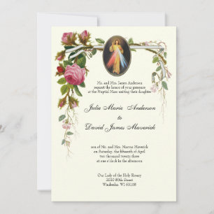 Invitation Catholique Élégante Mariage ivoire Divine Miscy CO