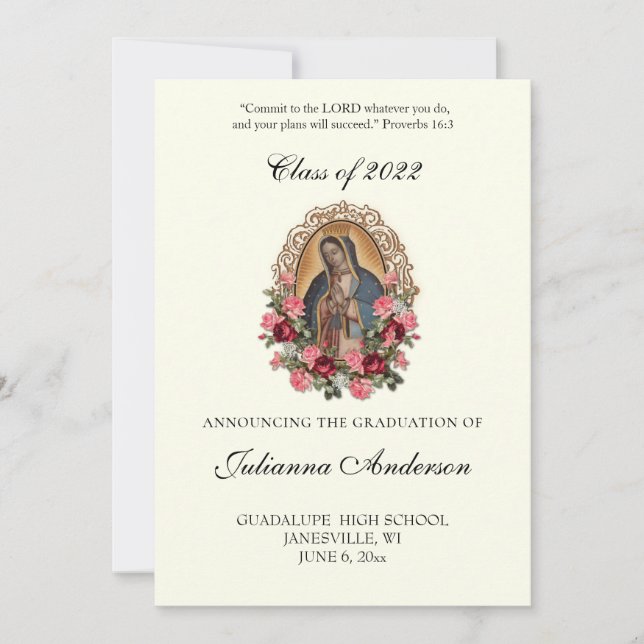 Invitation Catholique Guadalupe Élégante Diplôme Religieux   (Devant)
