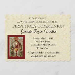 Invitation Catholique Première Sainte Communion Jésus Lys