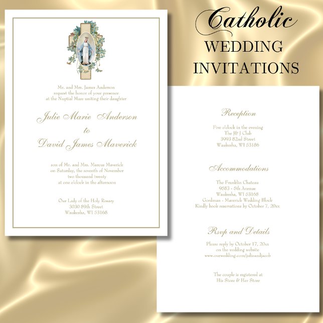 Invitation Catholique Vierge Marie Mariage de fleurs bleues (Créateur téléchargé)