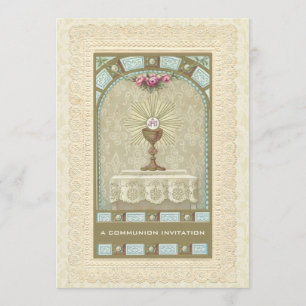 Invitation Catholique Vintage Première Communion
