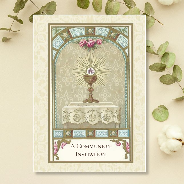 Invitation Catholique Vintage Première Communion (Créateur téléchargé)