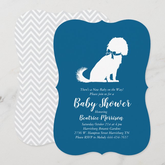 Invitation Cavalier King Charles Spaniel Chien Baby shower Ga (Devant / Derrière)