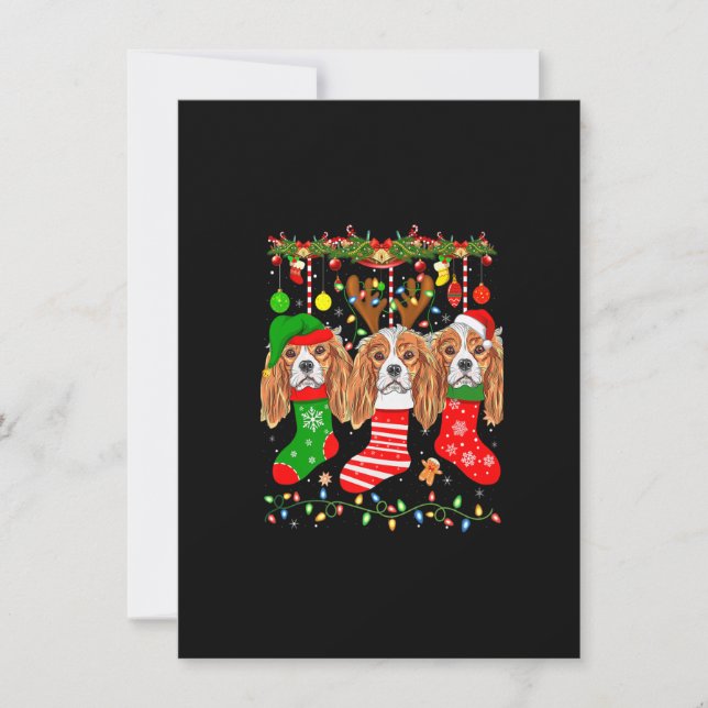 Invitation Cavalier King Charles Spaniel Chien Dans Noël Soc (Devant)