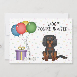 Invitation Cavalier King Charles Spaniel noir et feu Annivers