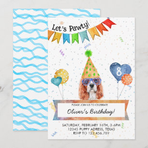 Invitation Cavalier Spaniel organise une fête d'anniversaire