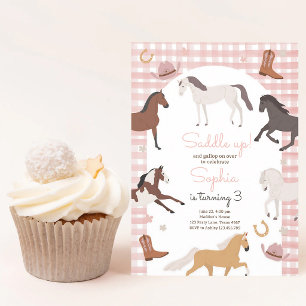 Invitation Cavalière de cheval Anniversaire de la selle