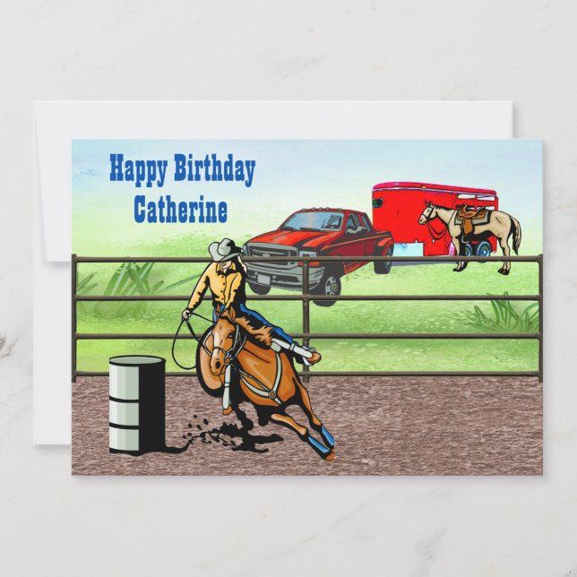 Invitation Cavalière de Rodéo de Cowgirl Occidental dans l'Ar (Devant)