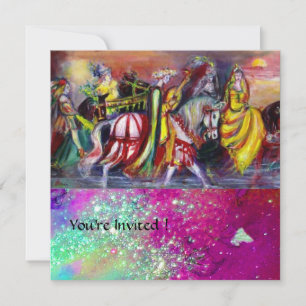 Invitation CAVALIERS DE NUIT Rose Violet Bleu Paillettes