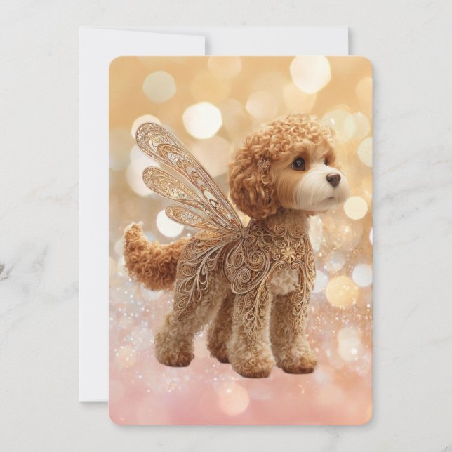 Invitation Cavapoo Cavoodle Ange Fée Anniversaire (Devant)