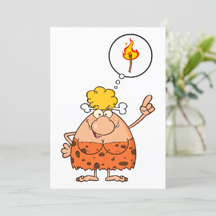 Invitation Cavewoman pense au bâton de feu