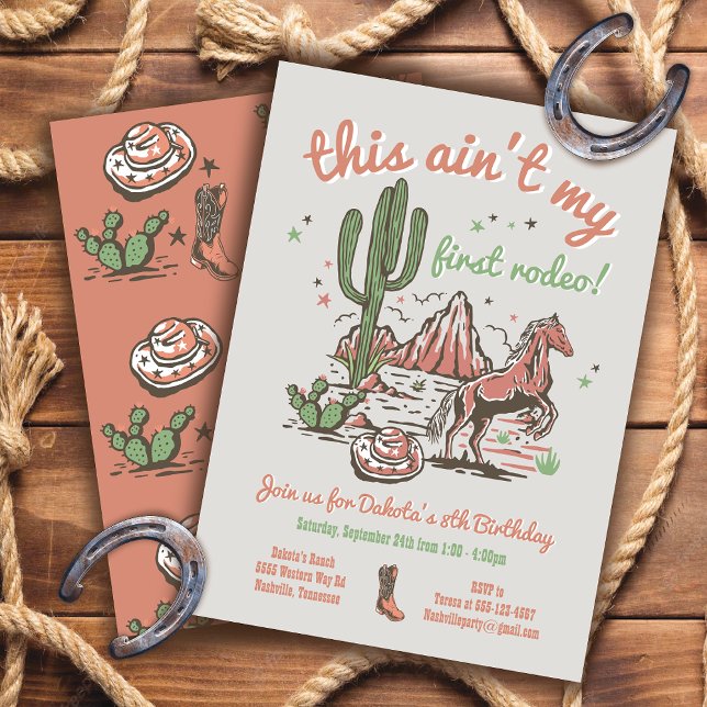 Invitation Ce n'est pas mon premier anniversaire de Rodeo Cow (Créateur téléchargé)