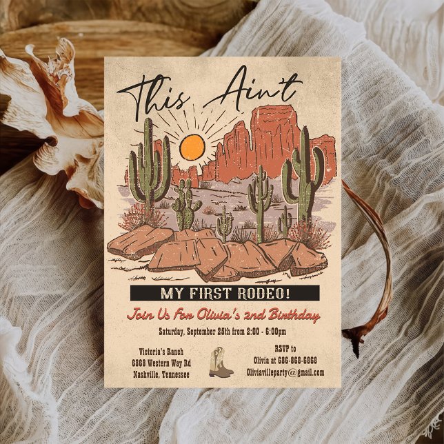 Invitation Ce n'est pas mon premier Rodeo Cowboy fête d'anniv (Créateur téléchargé)