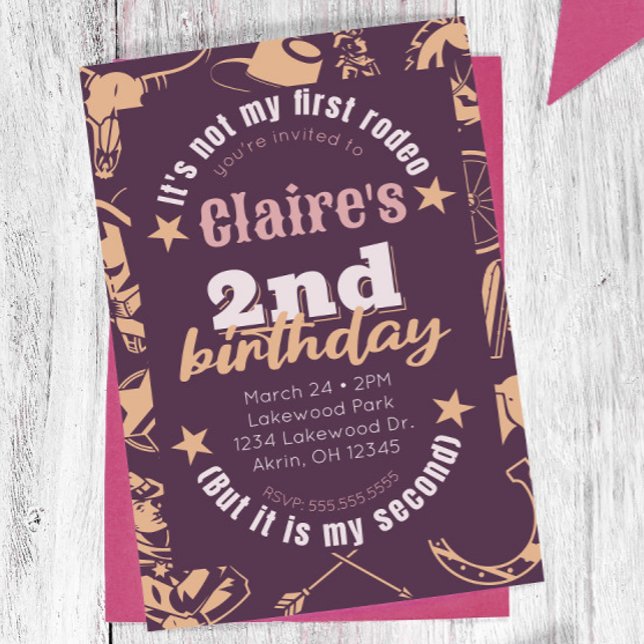 Invitation "Ce n'est pas mon premier rodéo" Cowgirl 2e annive ("not my first rodeo..its my second" cowgirl birthday invitation second birthday customizable)