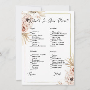 Invitation Ce qui est dans votre sac Boho Fête des mariées fl