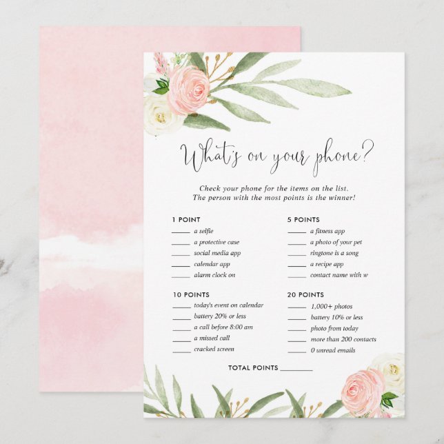 Invitation Ce qui est sur votre téléphone baby shower nuptial (Devant / Derrière)