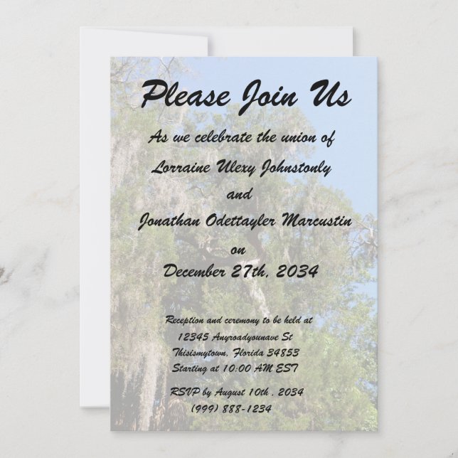 Invitation cèdre recouvert de mousse d'Espagne (Devant)