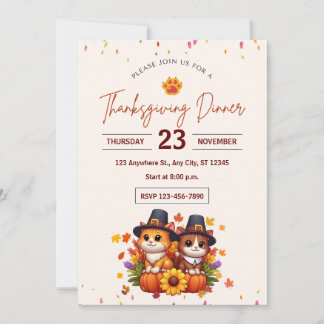 INVITATION CELEBRATING THANKSGIVING WITH ADORABLE KITTENS