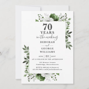Invitation Célébration chic de 70 ans de mariage à monogramme