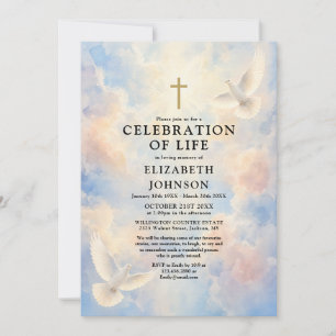 Invitation Célébration Chrétienne de la Vie Colombe Céleste