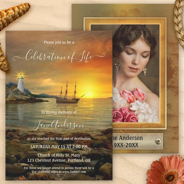 Invitation Célébration commémorative de la vie du phare Photo (Créateur téléchargé)