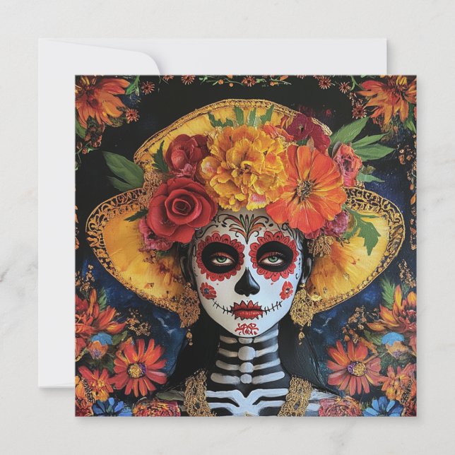 Invitation Célébration culturelle dynamique Dia de los Muerto (Devant)