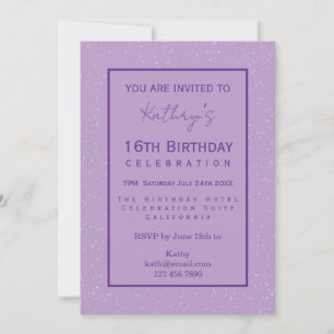 Invitation Célébration d'anniversaire 16 ans violet