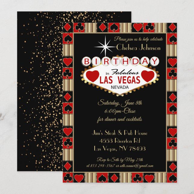 Invitation Célébration d'anniversaire à Las Vegas | Invitatio (Devant / Derrière)