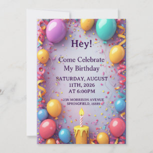 Invitation Célébration d'anniversaire avec ballons