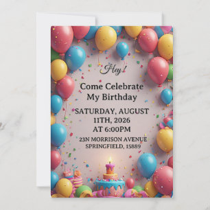 Invitation Célébration d'anniversaire avec ballons