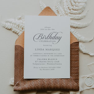 Invitation Célébration d'anniversaire calligraphie chic class