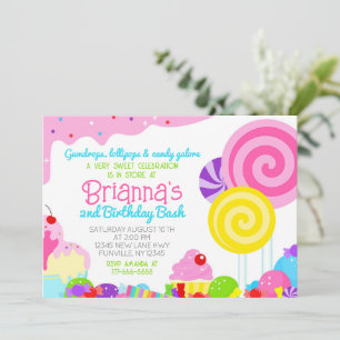 Invitation Célébration d'anniversaire Candy Sweet
