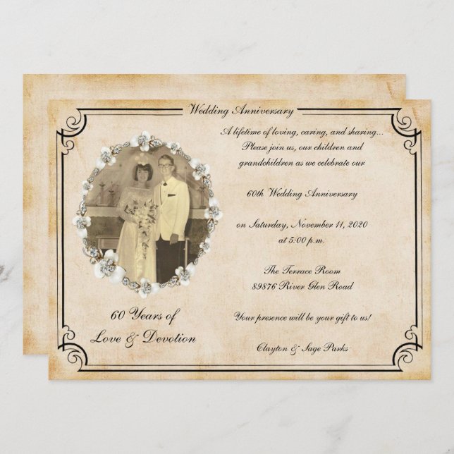 Invitation Célébration d'anniversaire de 60 ans (Devant / Derrière)