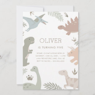 Invitation Célébration d'anniversaire de dinosaure Boho pour