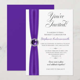 Invitation Célébration d'anniversaire de février - Améthyste