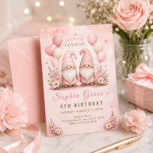 Célébration d'anniversaire de gnome rose