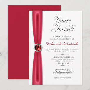 Invitation Célébration d'anniversaire de juillet - Rouge Rubi
