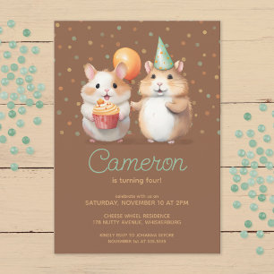 Invitation Célébration d'anniversaire du mignon duo hamster