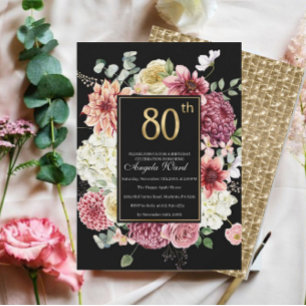 Invitation Célébration d'anniversaire élégante  floral paille