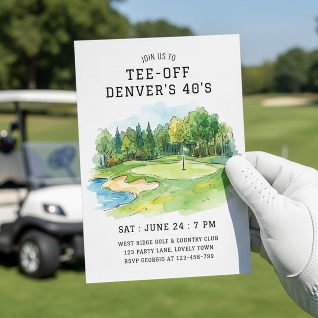 Invitation Célébration d'anniversaire sur le départ de l'aire (Golf Club invite. Easy to edit and tee-off any golf themed celebration.)