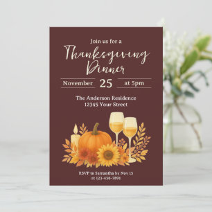 Invitation Célébration d'automne - Elégant Thanksgiving Gold