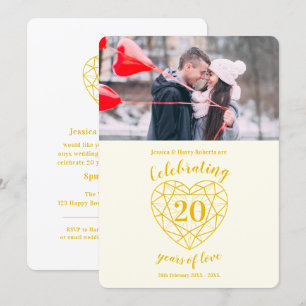 Invitation Célébration de 20 ans de diamant doré photo