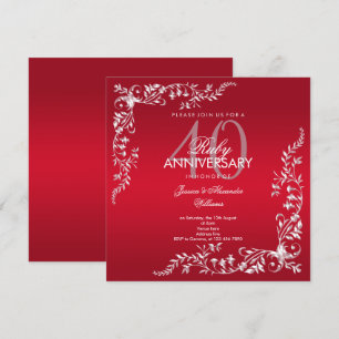 Invitation Célébration de 40 ans de mariage Rubis
