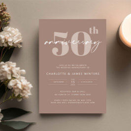 Invitation Célébration de 50 ans de mariage en script beige m