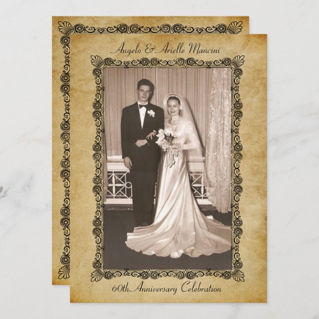 Invitation Célébration de 60 ans de mariage (Devant / Derrière)