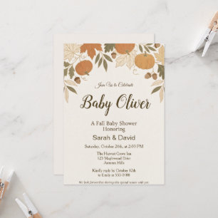 Invitation Célébration de Baby Shower Automnal Cosy