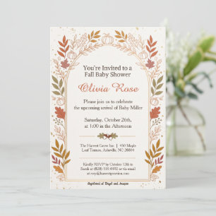 Invitation Célébration de Baby Shower Automnal Cosy