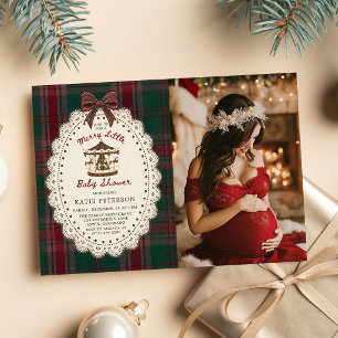 Invitation Célébration de bébé à Noël avec un carrousel joyeu