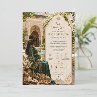 Invitation Célébration de bébé en kaftan vert royal